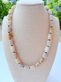 Bamboo Leaf Agate Necklace- Vintage Beads