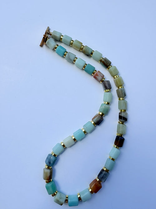 Amazonite & Gold Toggle 'Front/Back' Necklace