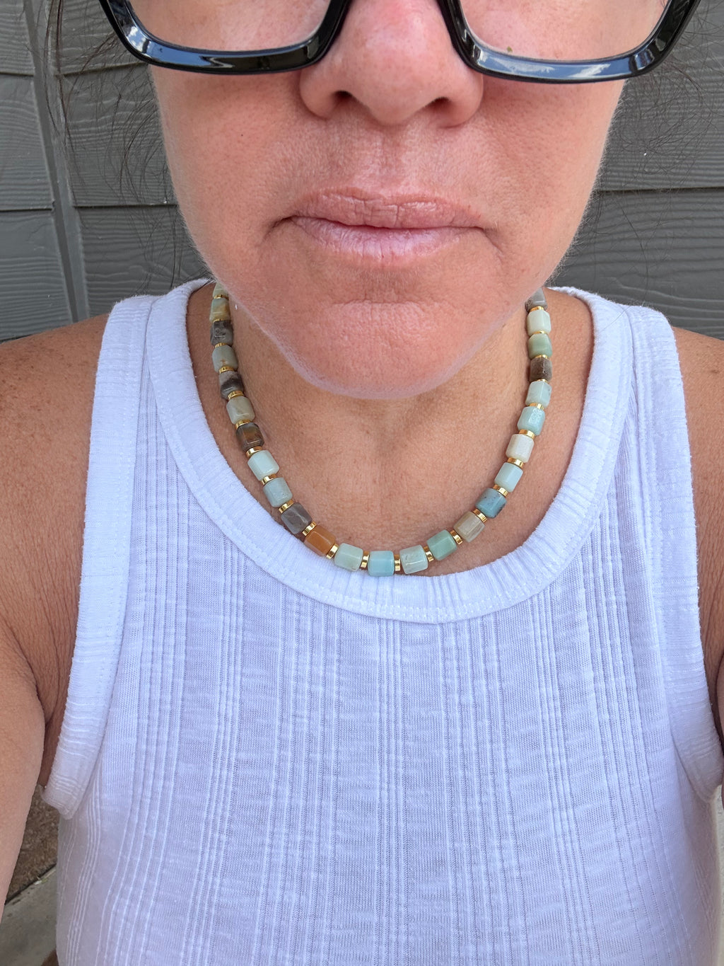 Amazonite & Gold Toggle 'Front/Back' Necklace