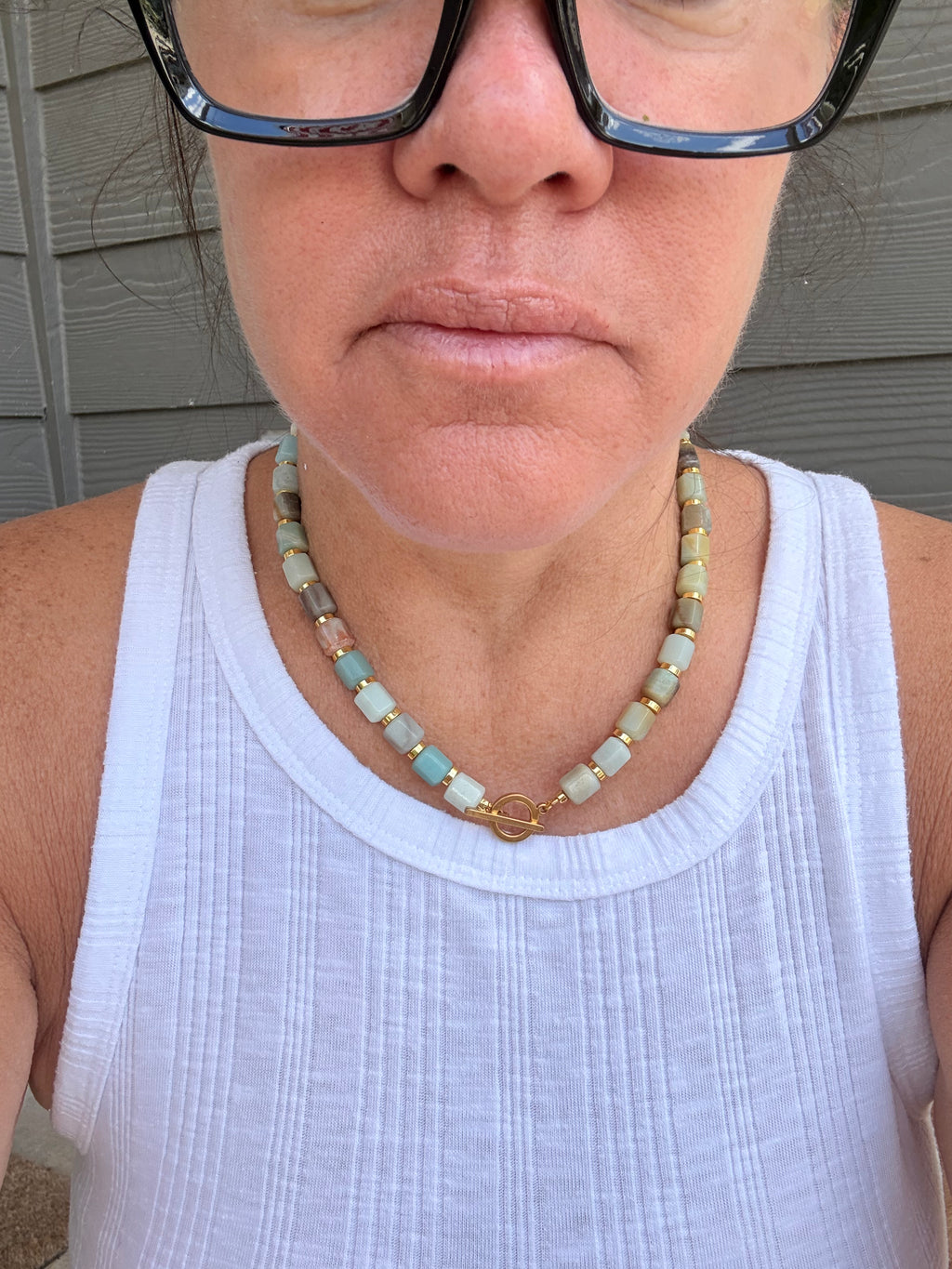 Amazonite & Gold Toggle 'Front/Back' Necklace
