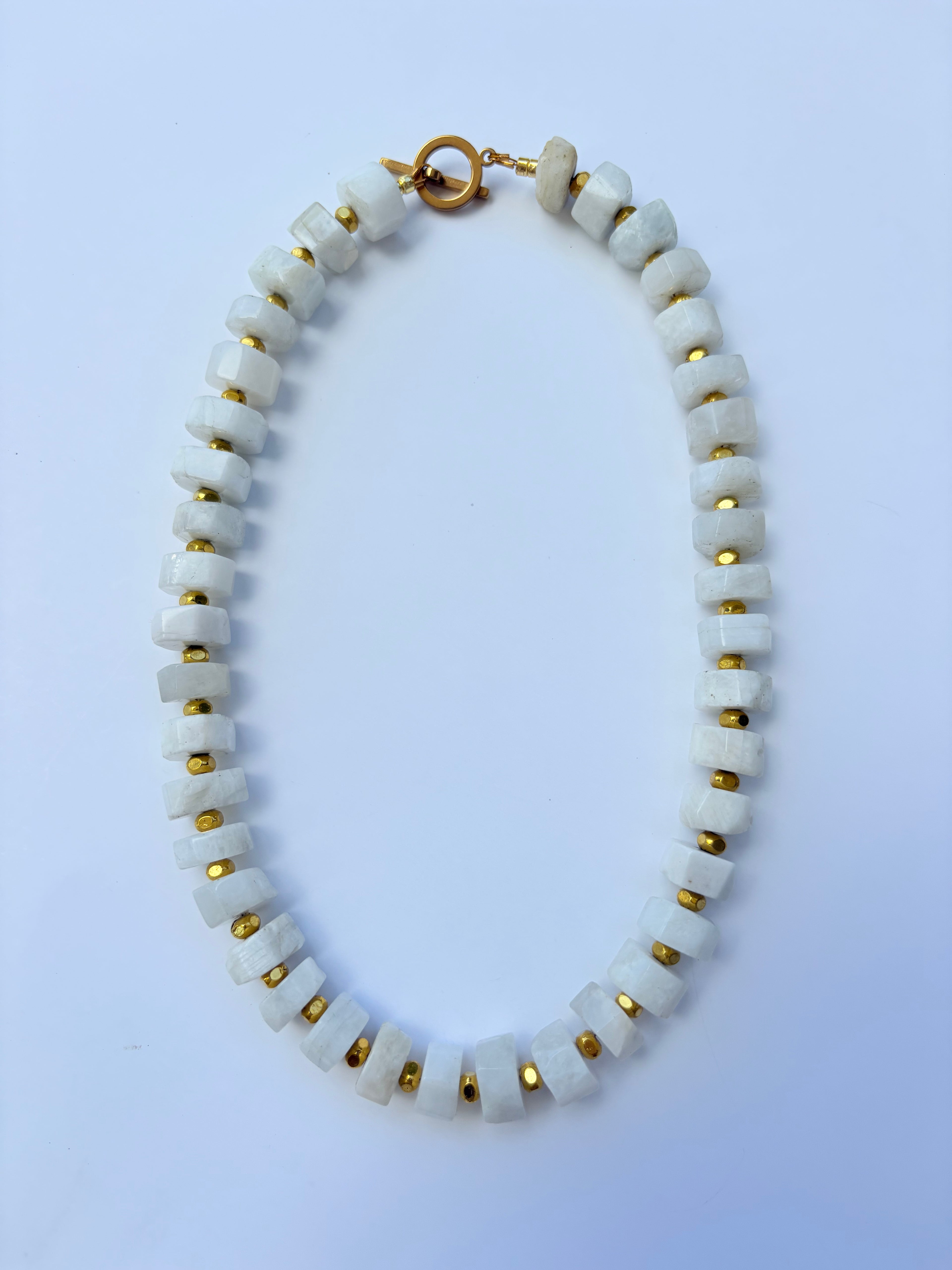 White Moonstone Wheel Necklace