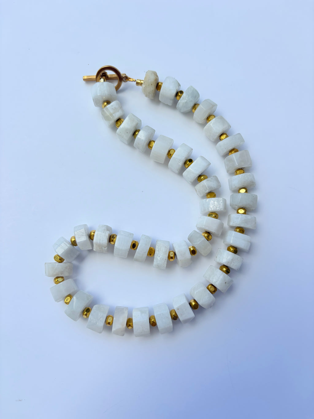 White Moonstone Wheel Necklace