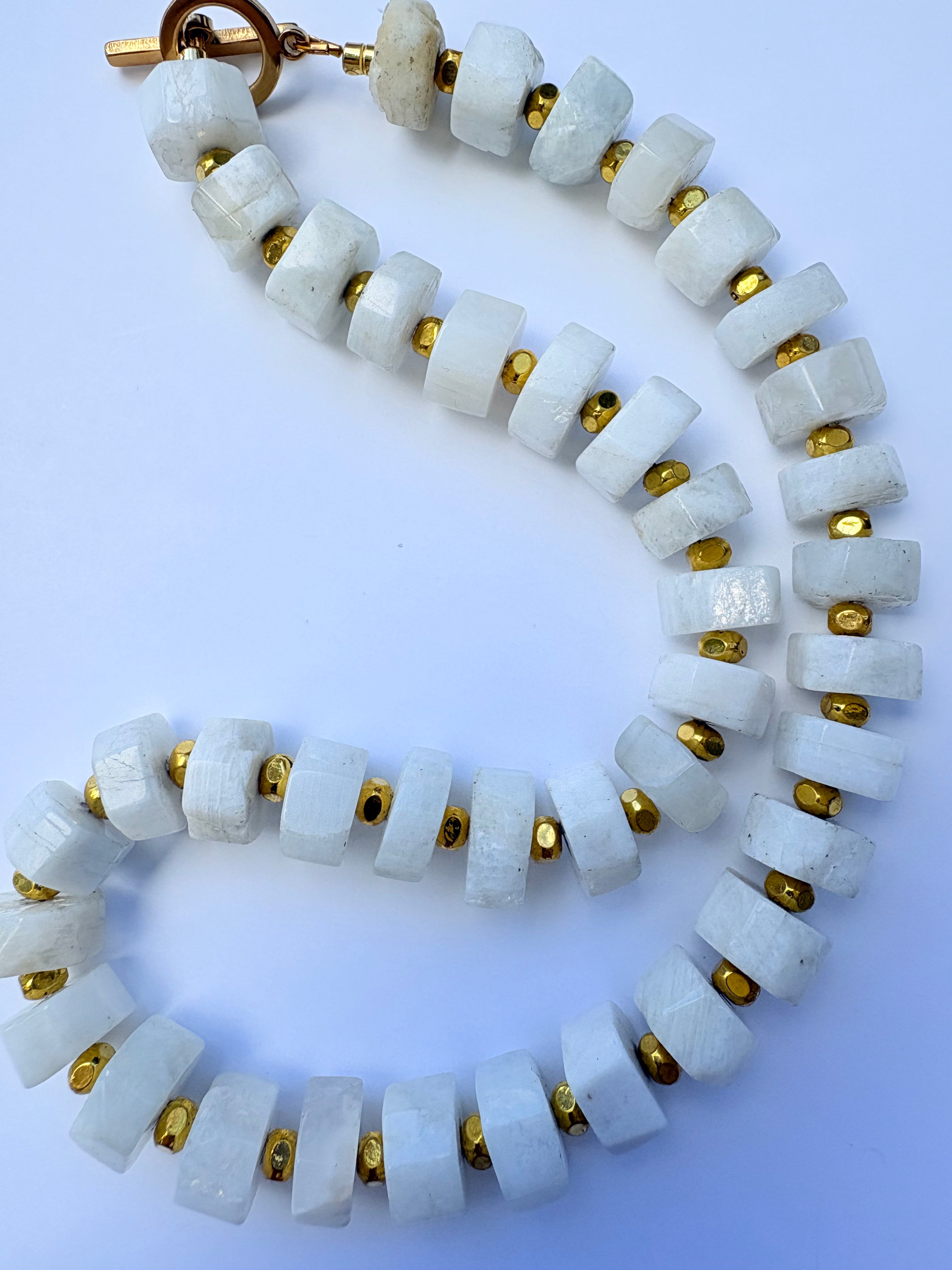 White Moonstone Wheel Necklace