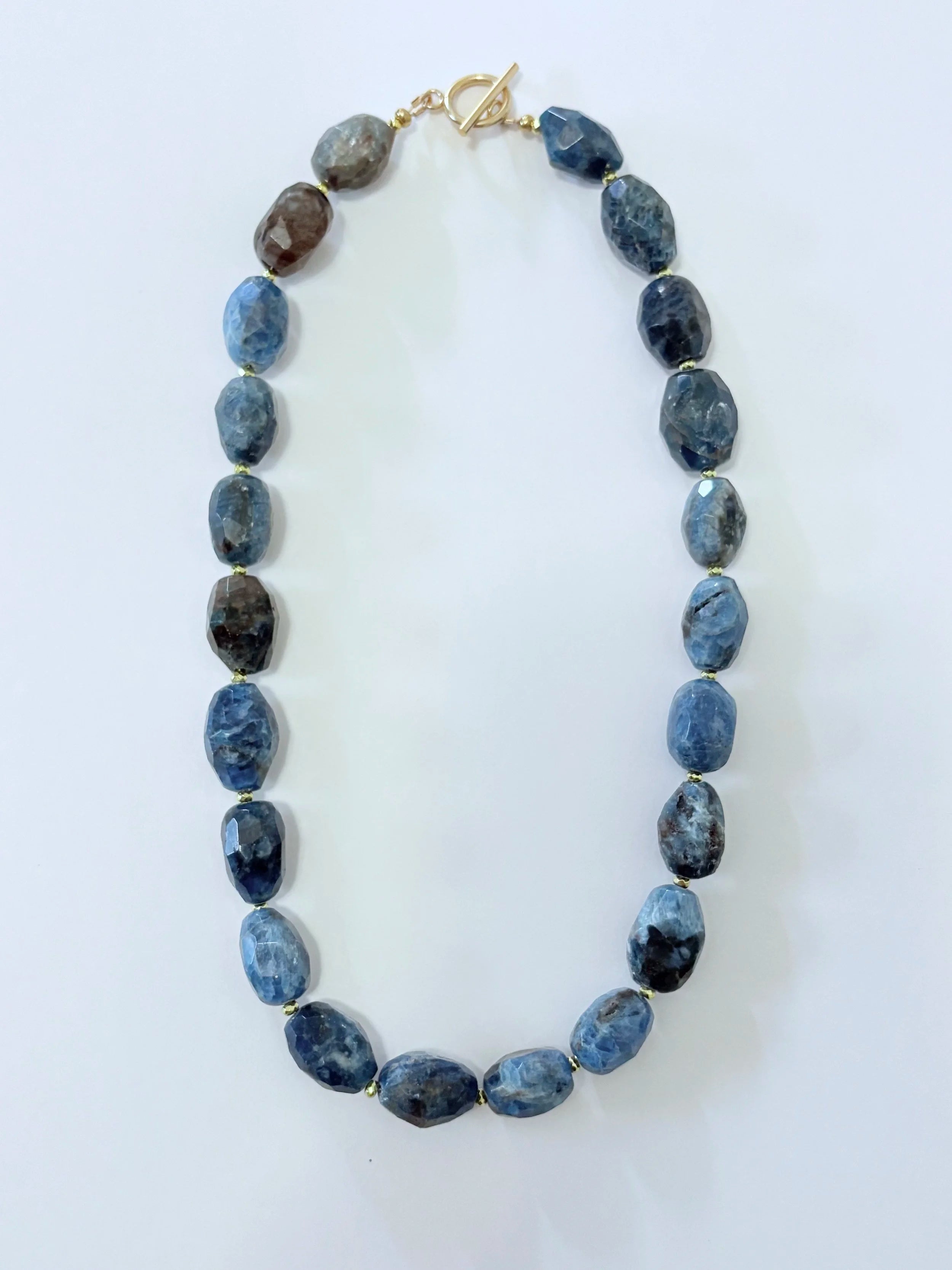 Apatite Natural Gemstone Necklace with Gold Plated Accents