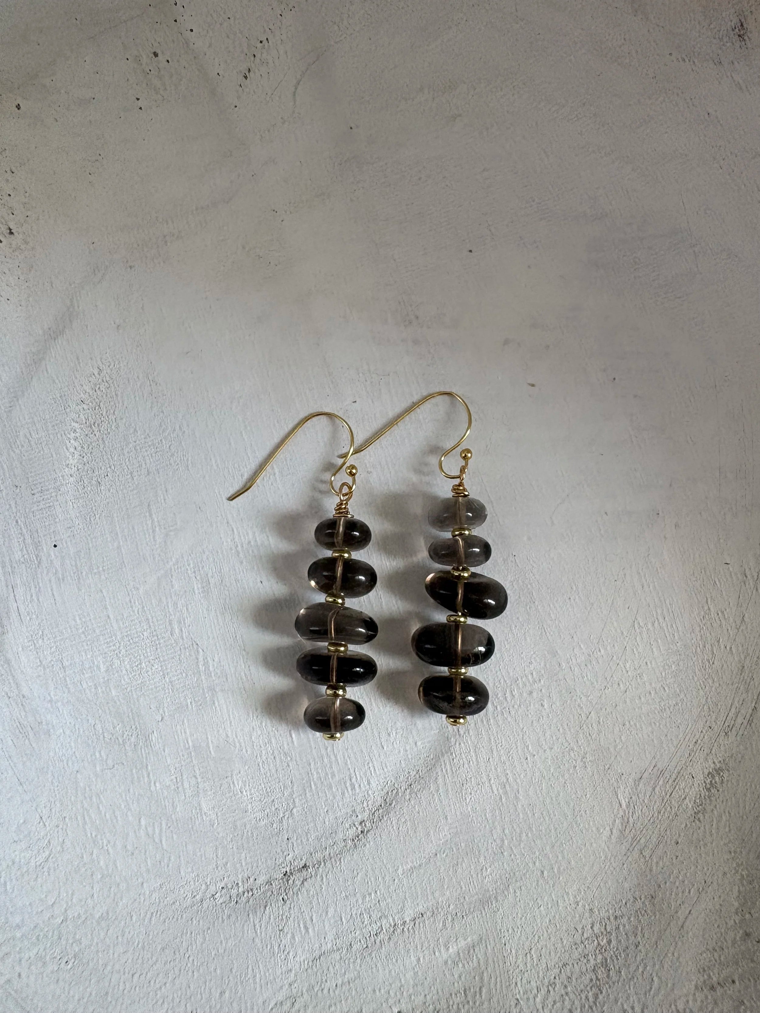 Smoky Quartz Horizontal Stack Earrings
