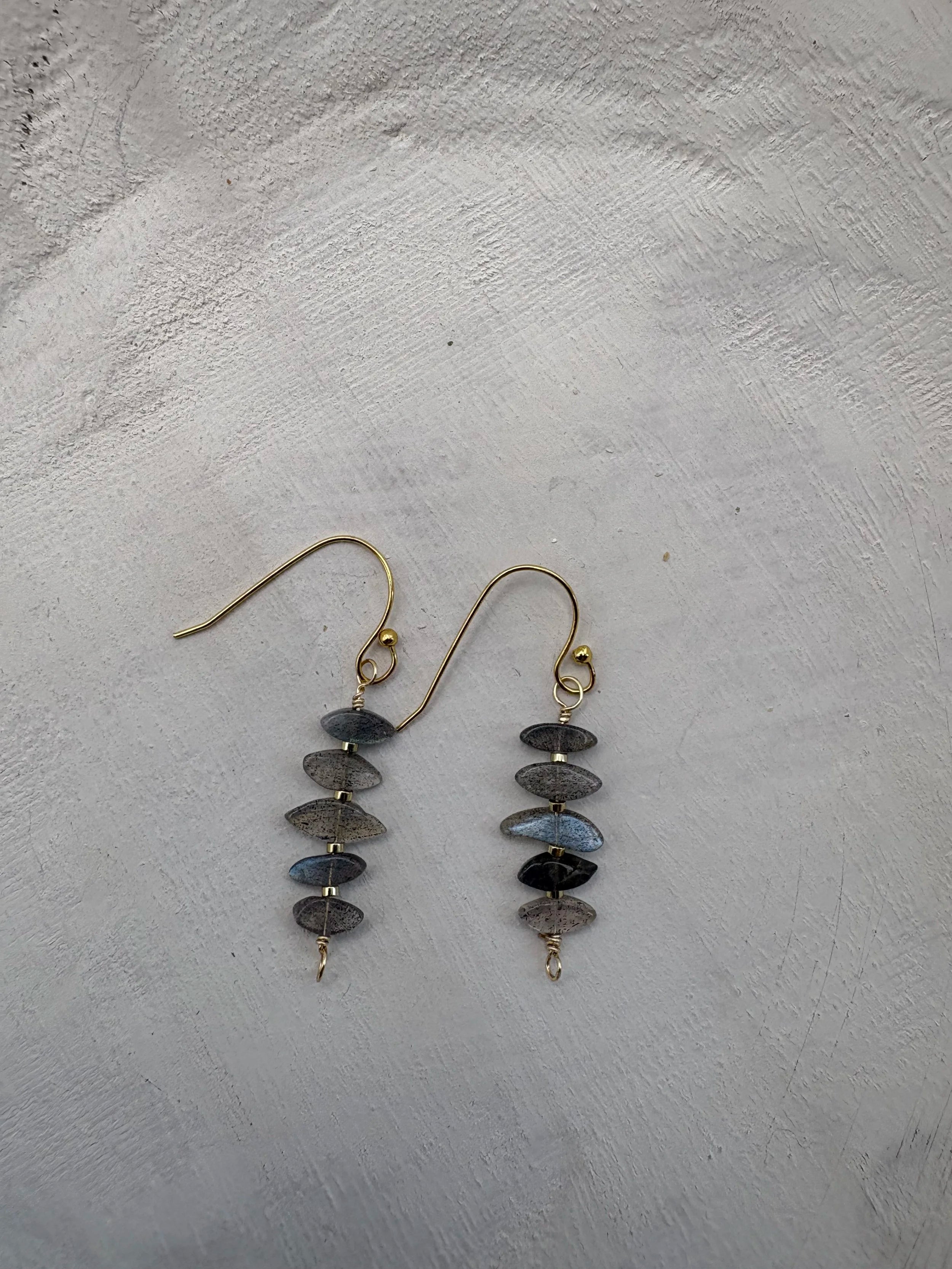Laboradite Stacked Hood Tiny Earrings