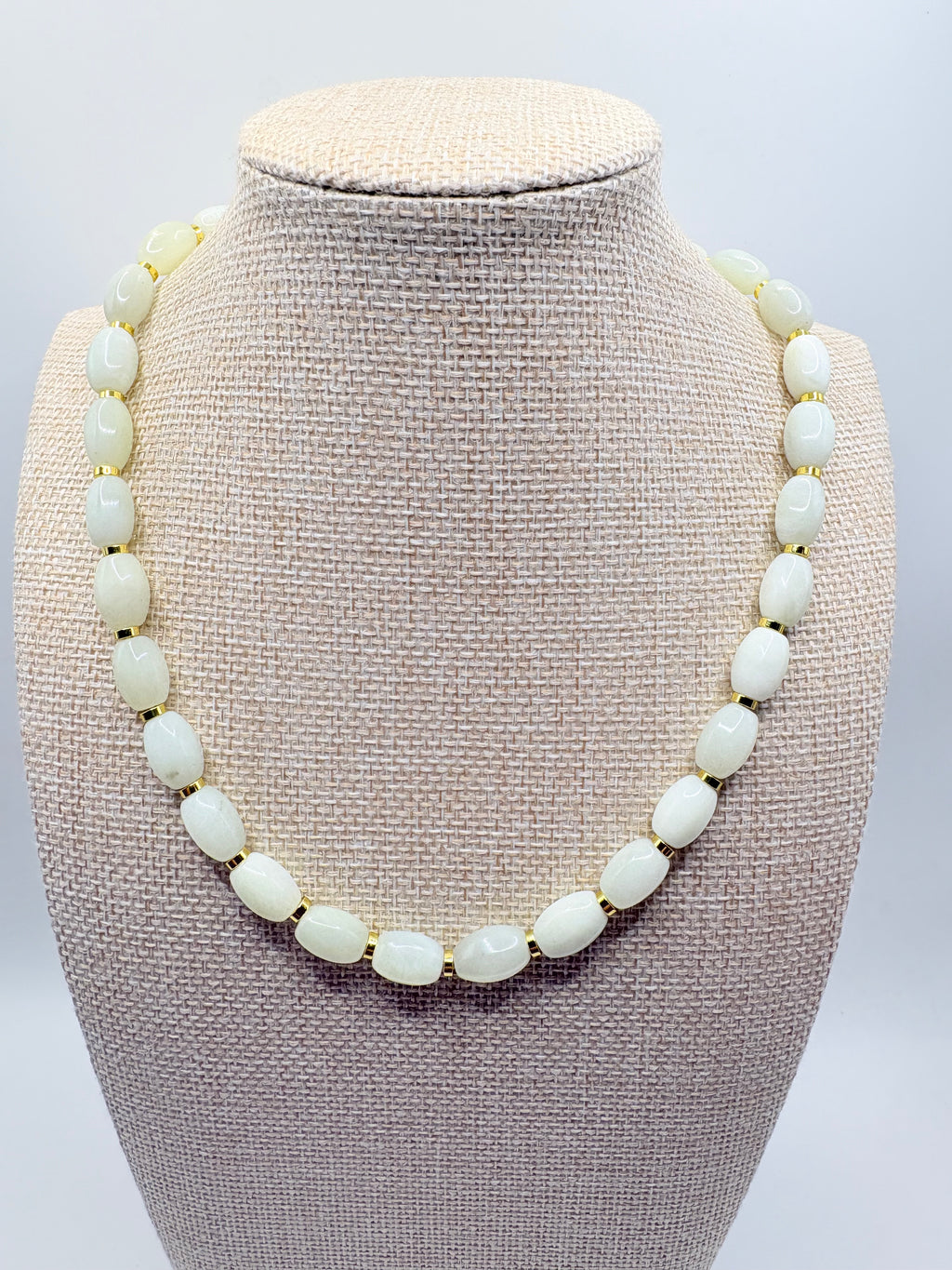 White Jade Beaded Necklace