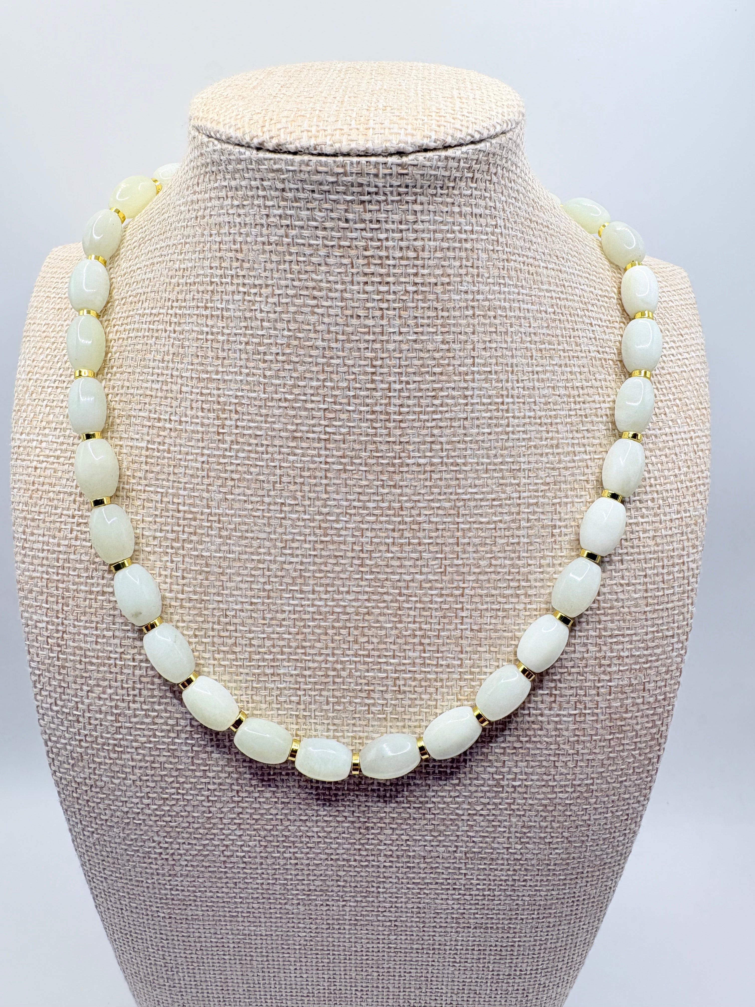 White Jade Beaded Necklace