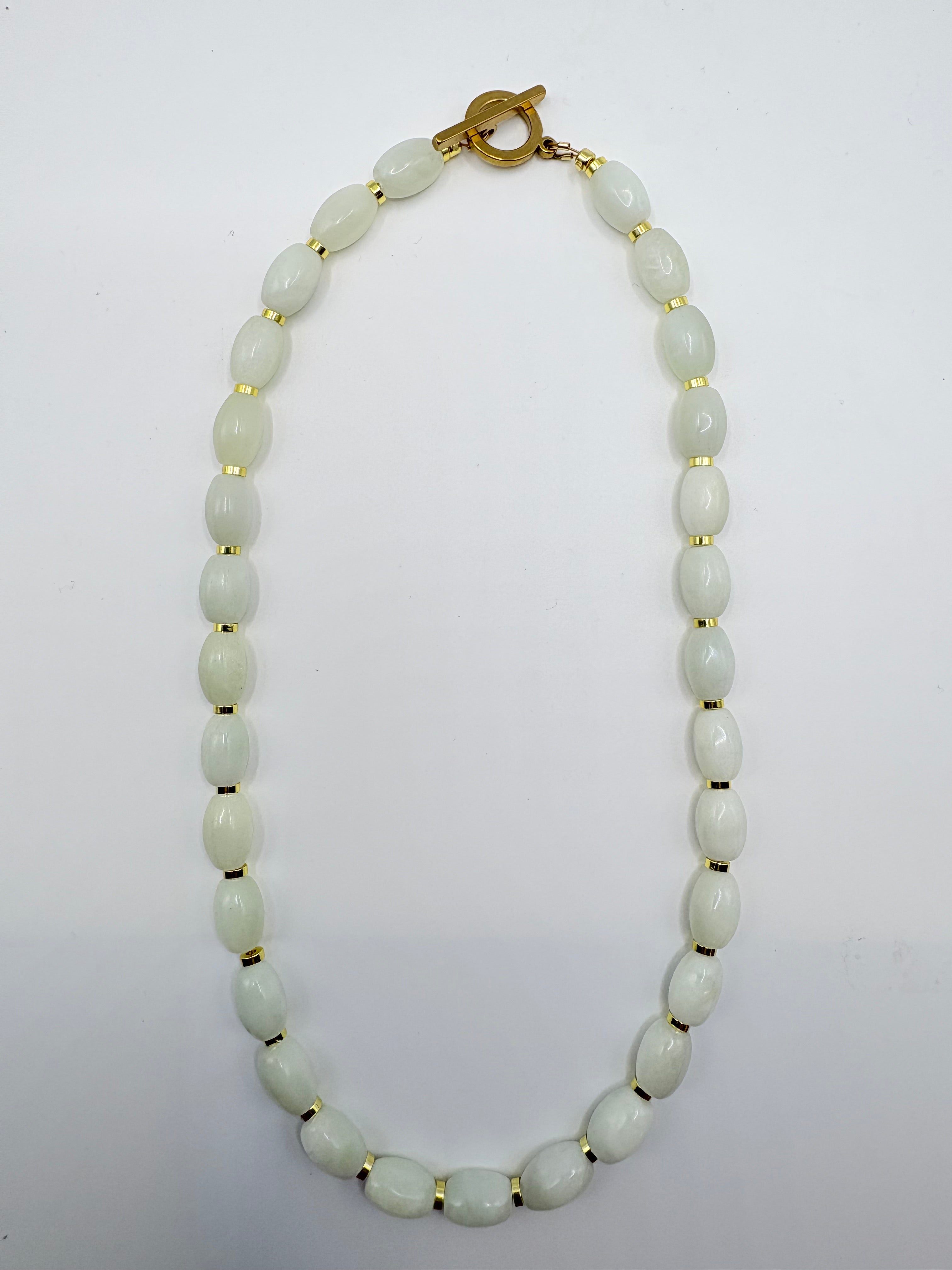 White Jade Beaded Necklace